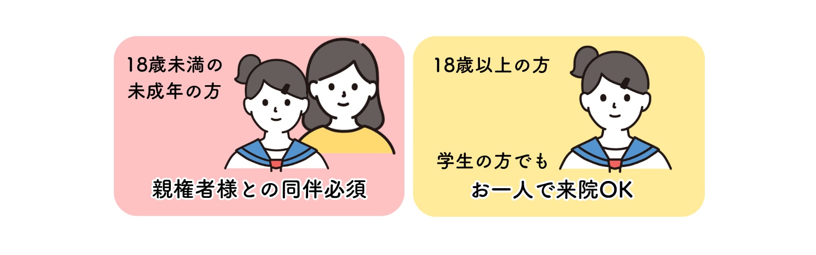 未成年の方は親権者の同伴が必須です